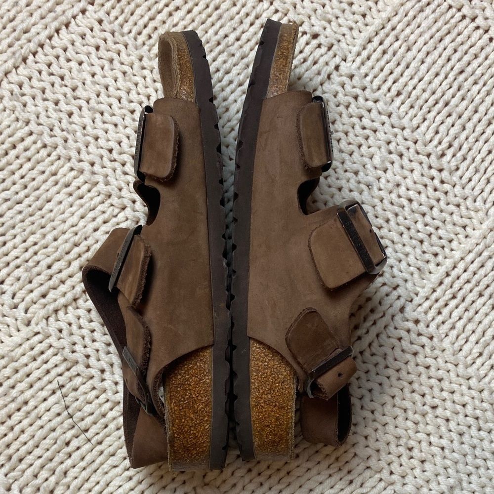 Birkenstock Milano Sandals Heel Strap Brown Size 7 (38) - Picture 8 of 10